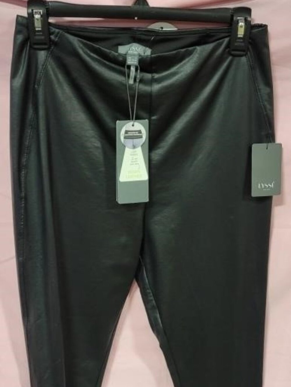 LYSSE BLACK FOIL VEGAN LEATHER LEGGINGS - L